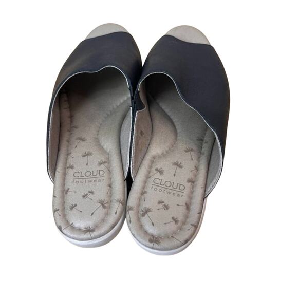 Cloud Footwear Sandal Womens EU 38 US 7.5 Black Leather Wedge Velvet - Picture 3 of 11